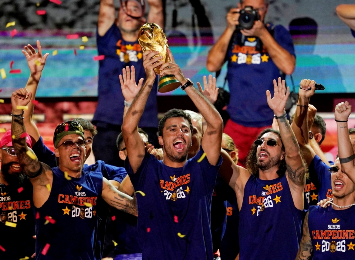 ĐT Tây Ban Nha ăn mừng chức vô địch World Cup 2026. (Ảnh: Reuters)