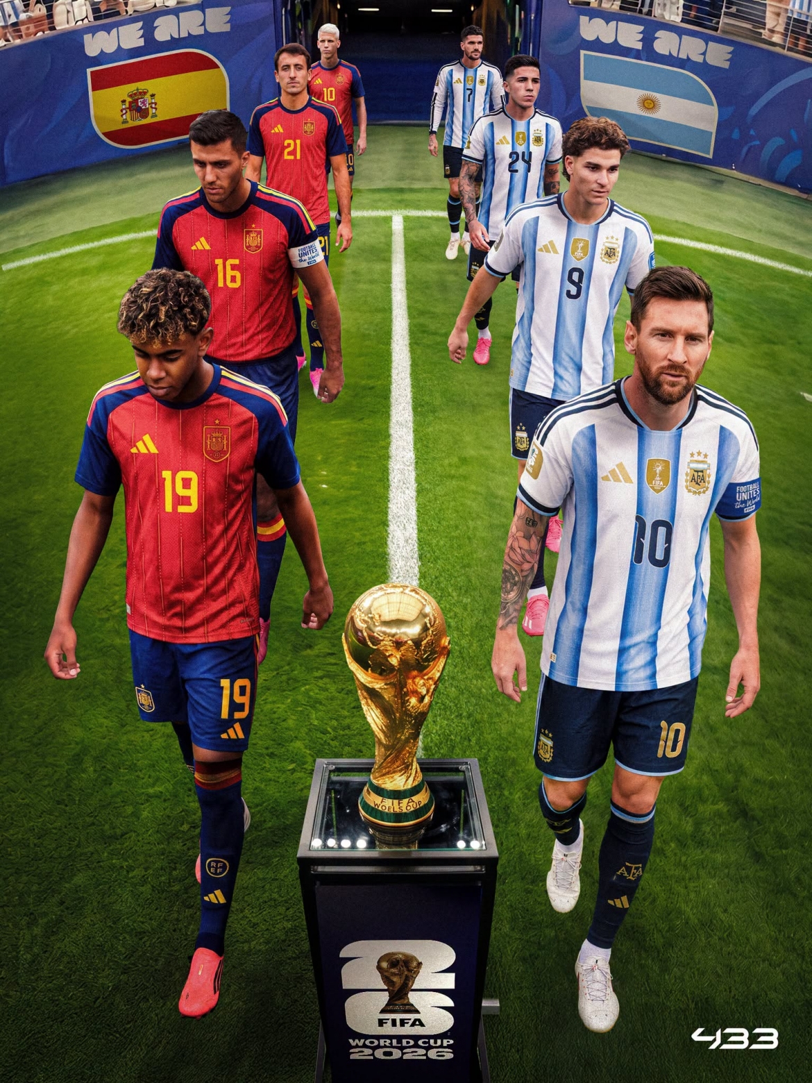 Tây Ban Nha và Argentina sẽ tranh chức vô địch World Cup 2026. (Ảnh: 433)
