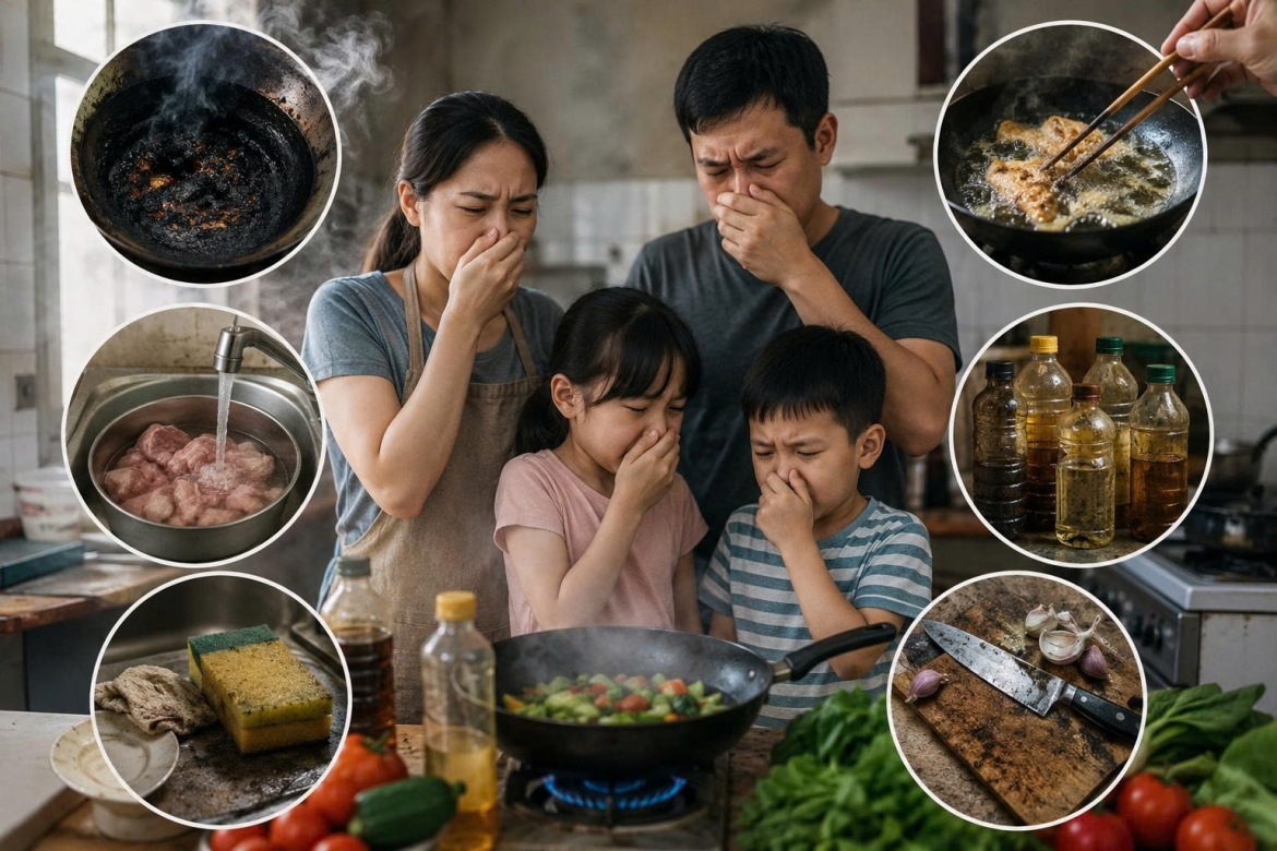 Nhiều thói quen trong bếp tưởng vô hại lại âm thầm gây hại sức khỏe cả gia đình (Ảnh minh họa: AI)
