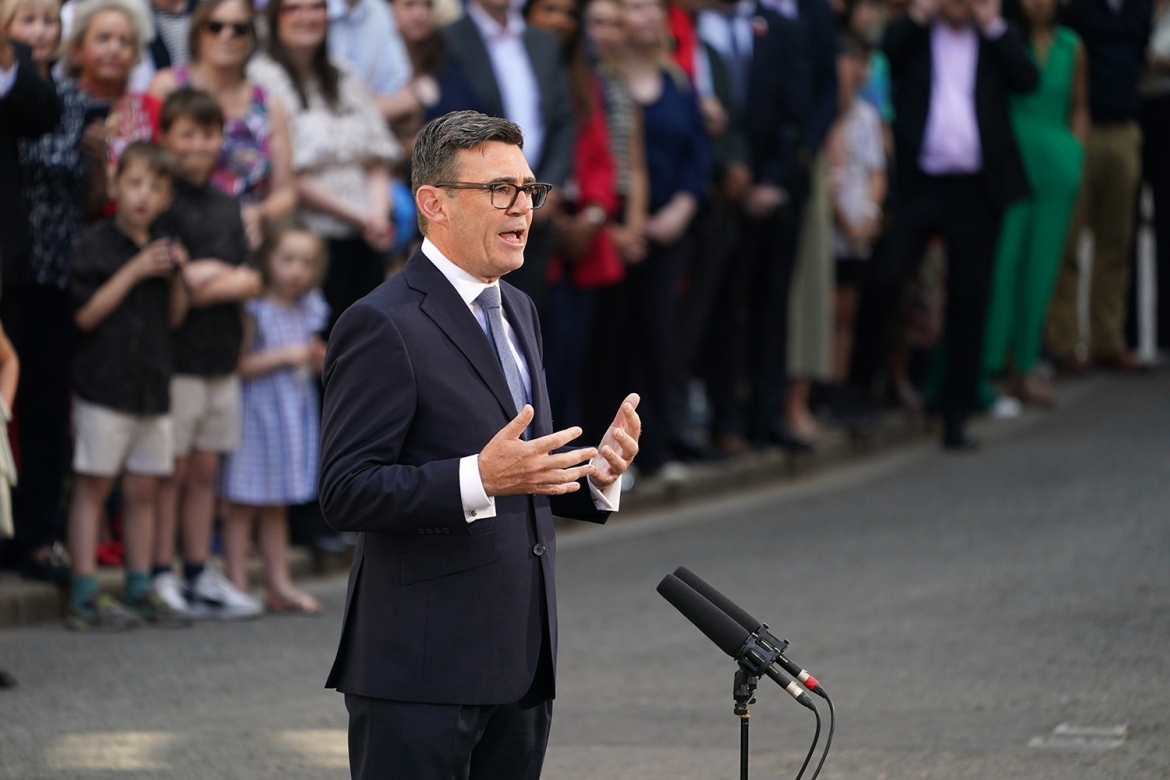 Tân Thủ tướng Anh Andy Burnham phát biểu tại số 10 phố Downing, London, ngày 20/7/2026. Ảnh: AP