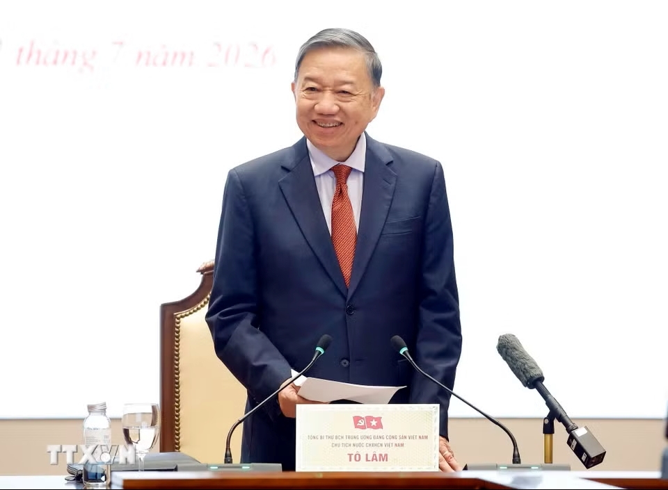 Tổng Bí thư, Chủ tịch nước Tô Lâm phát biểu tại buổi làm việc. Ảnh: TTXVN