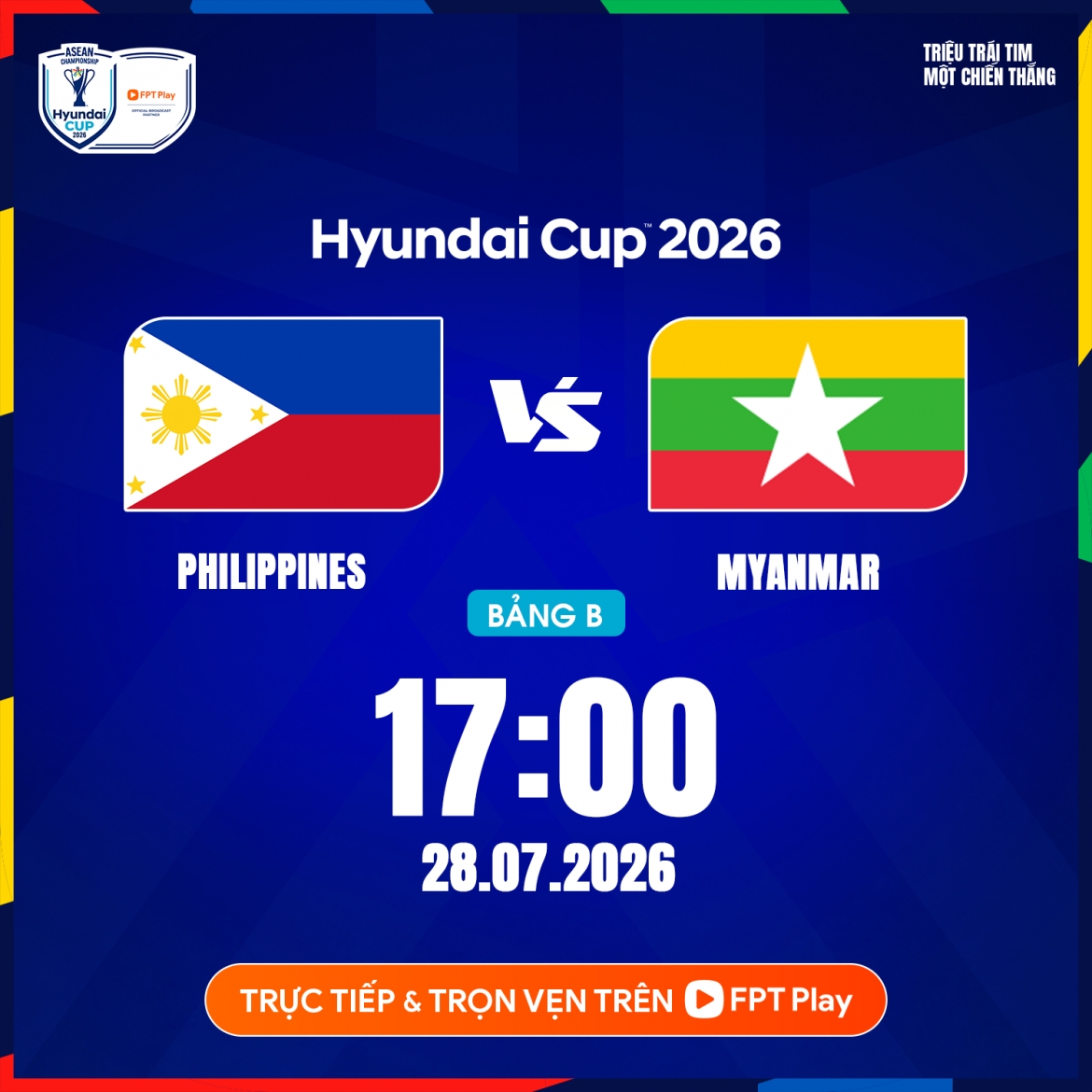 Trận đấu giữa Philippines vs Myanmar diễn ra vào lúc 17h hôm nay 28/7.