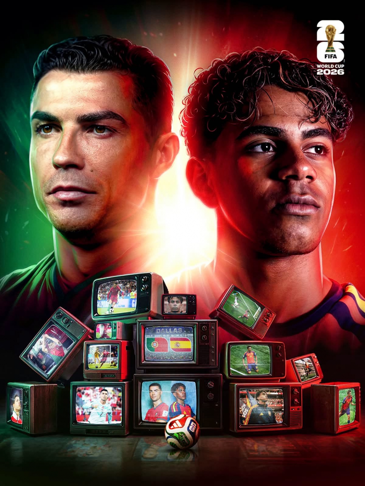FIFA hâm nóng trận đấu bằng việc đăng tải tấm hình Ronaldo đối đầu với Yamal.