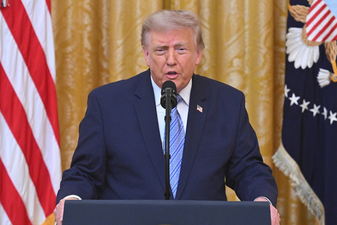 Tổng thống Mỹ Donald Trump phát biểu từ Nhà Trắng tối 16/7/2026 (theo giờ địa phương). Ảnh: AP