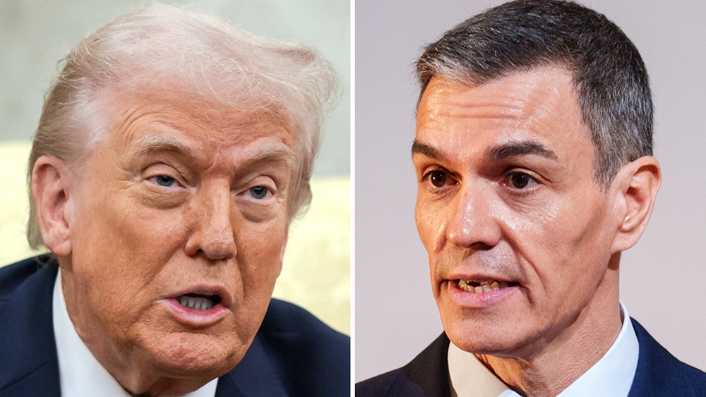 Tổng thống Mỹ Donald Trump và Thủ tướng Tây Ban Nha Pedro Sánchez. Ảnh: AP