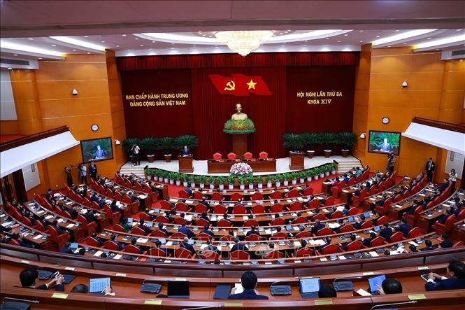 Phiên bế mạc Hội nghị lần thứ ba Ban Chấp hành Trung ương Đảng khoá XIV. Ảnh: Dương Giang/TTXVN