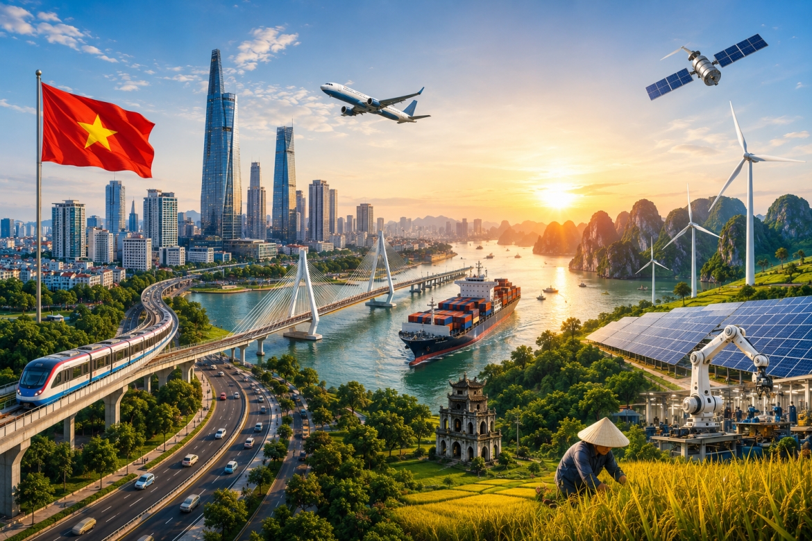 Việt Nam đặt mục tiêu đến năm 2045 kinh tế số chiếm tối thiểu 50% GDP. Ảnh: AI