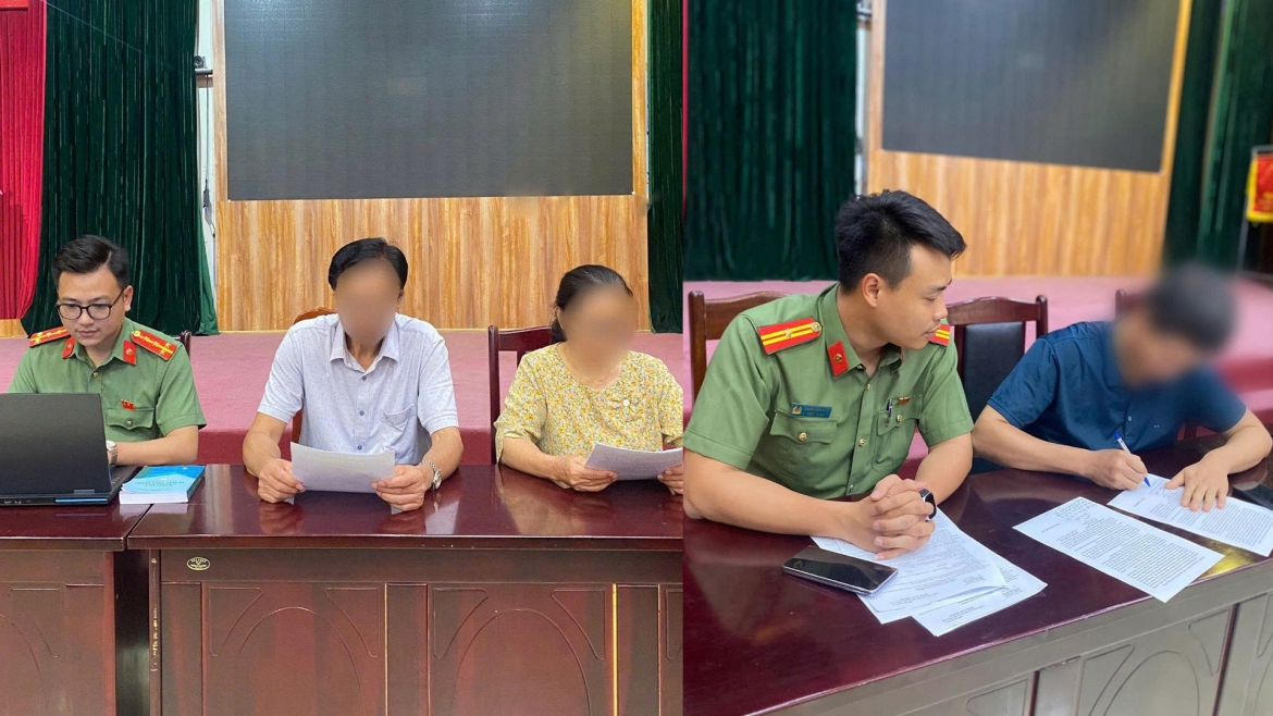 Cơ quan công an làm việc với các trường hợp vi phạm.