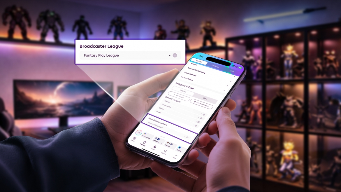 Fantasy Play League hiển thị nổi bật trong mục Broadcaster League trên FPL.
