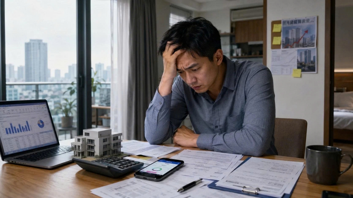 Lãi suất thả nổi tăng cao khiến nhiều nhà đầu tư bất động sản dùng đòn bẩy rơi vào áp lực trả nợ (Ảnh minh họa: ChatGPT)