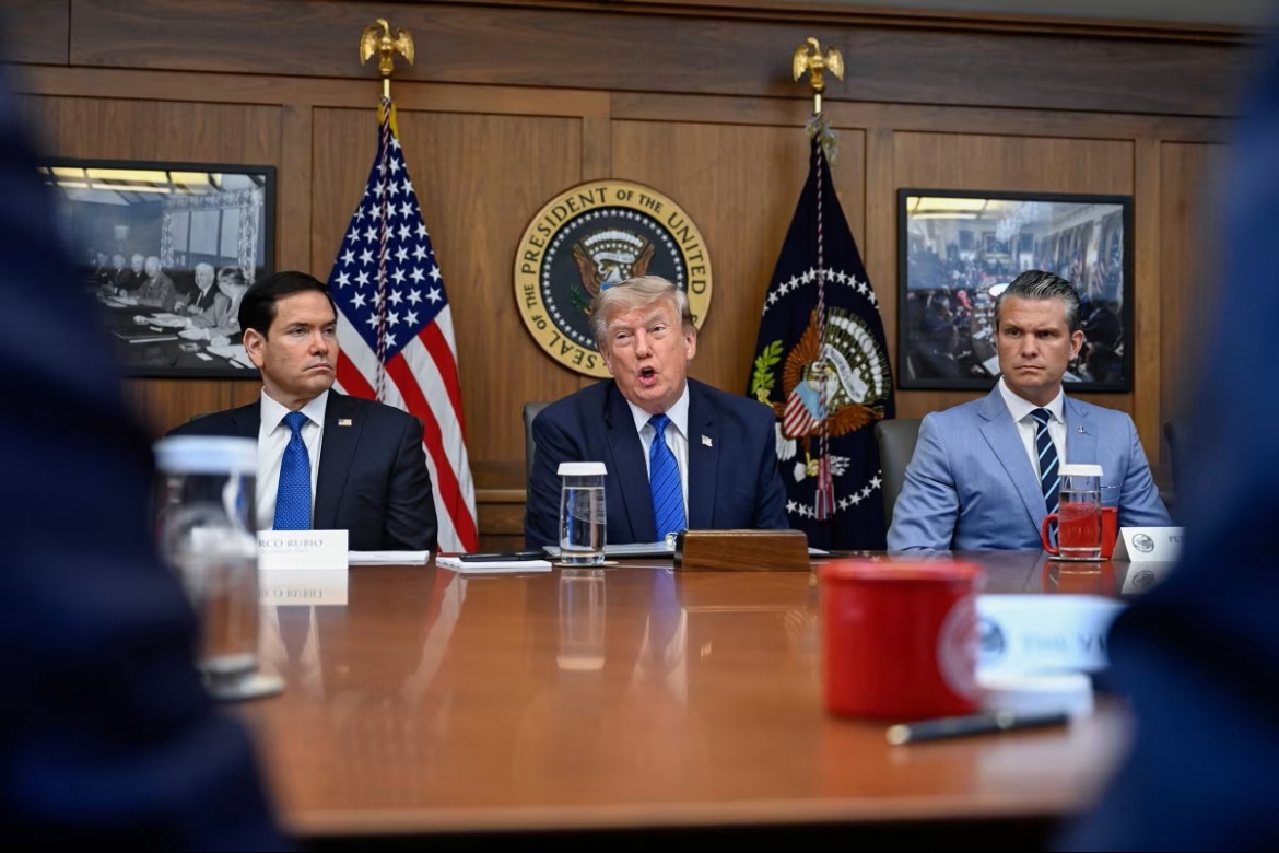 Tổng thống Mỹ Donald Trump tại cuộc họp Nội các ở Trại David ngày 6/8 (Ảnh: Reuters)