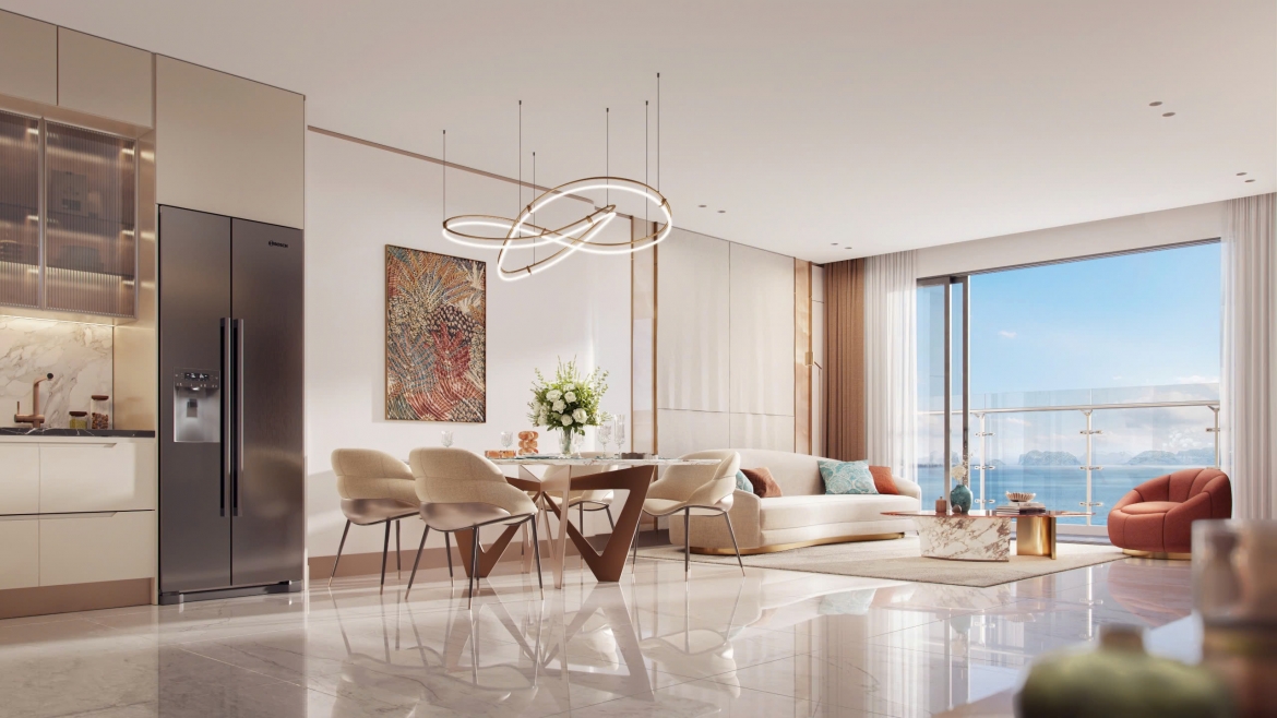 Không gian rộng thoáng với tầm nhìn panorama bên trong mỗi căn hộ The Bayside