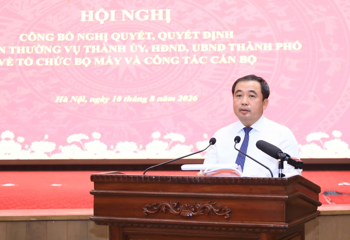 Bí thư Thành ủy Hà Nội Trần Đức Thắng phát biểu chỉ đạo tại hội nghị
