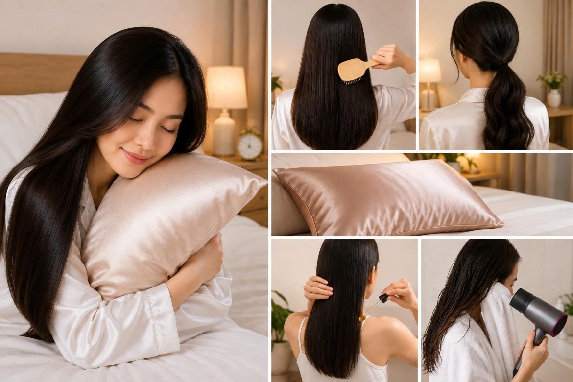 Uống đủ nước, hạn chế nhiệt, chọn dầu gội phù hợp, tỉa tóc định kỳ và bổ sung đủ protein, vitamin, khoáng chất