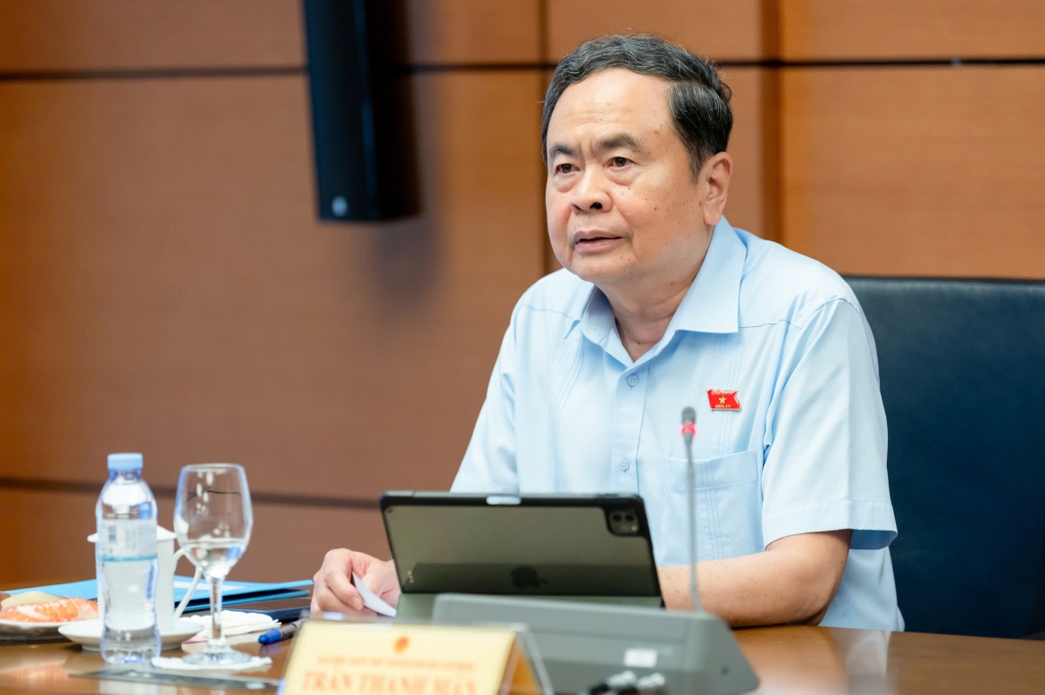 Chủ tịch Quốc hội Trần Thanh Mẫn phát biểu tại Tổ TP.HCM (ảnh; quochoi.vn)