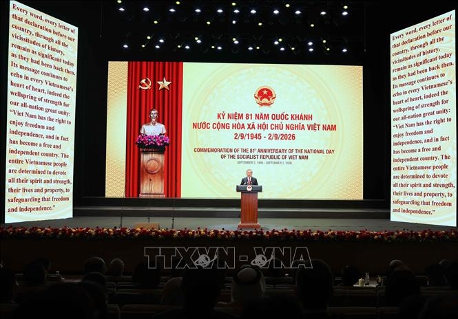 Tổng Bí thư, Chủ tịch nước Tô Lâm đọc Diễn văn kỷ niệm. Ảnh: Thống Nhất/TTXVN