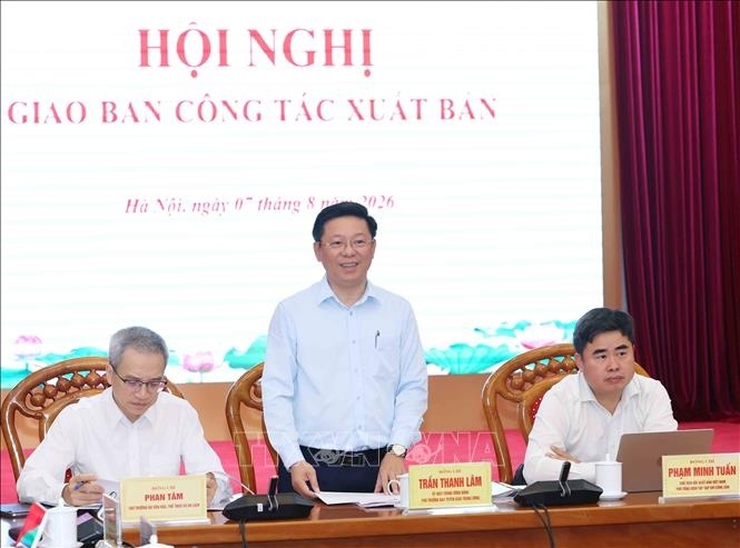 Uỷ viên Trung ương Đảng, Phó Trưởng Ban Tuyên giáo Trung ương Trần Thanh Lâm phát biểu tại hội nghị. Ảnh: TTXVN