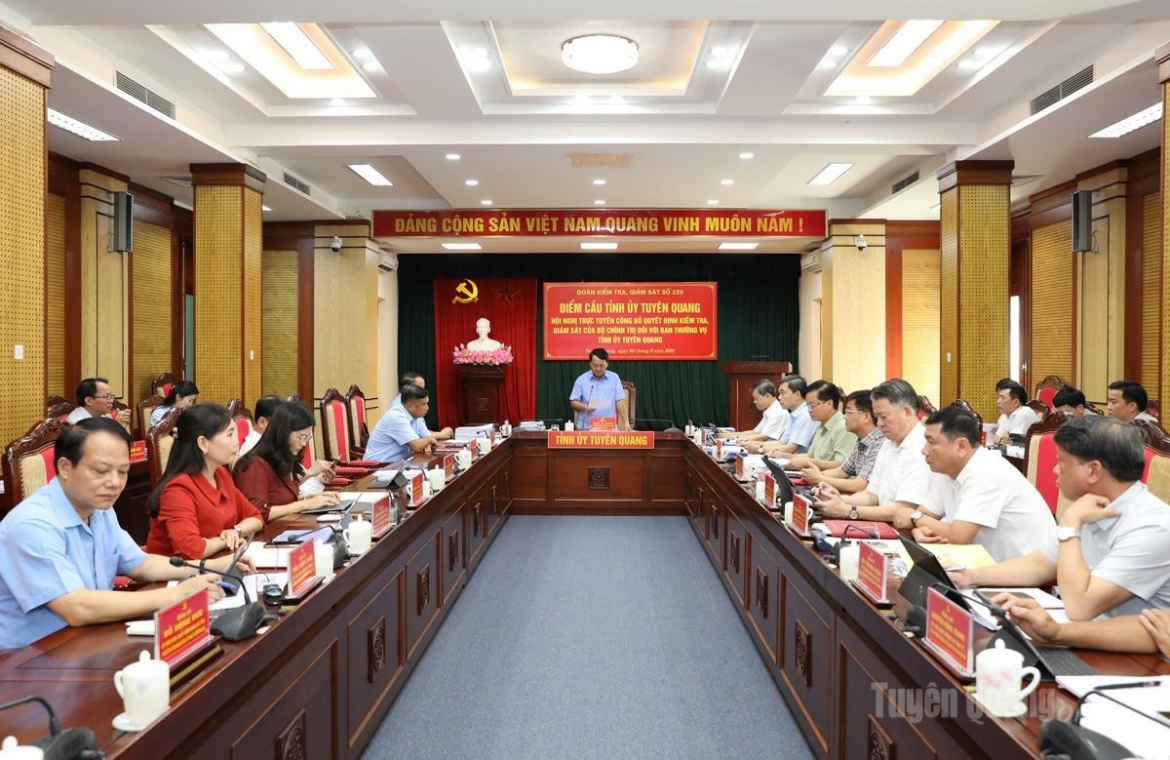 Các đại biểu dự hội nghị tại điểm cầu Tuyên Quang. Ảnh: Báo Tuyên Quang