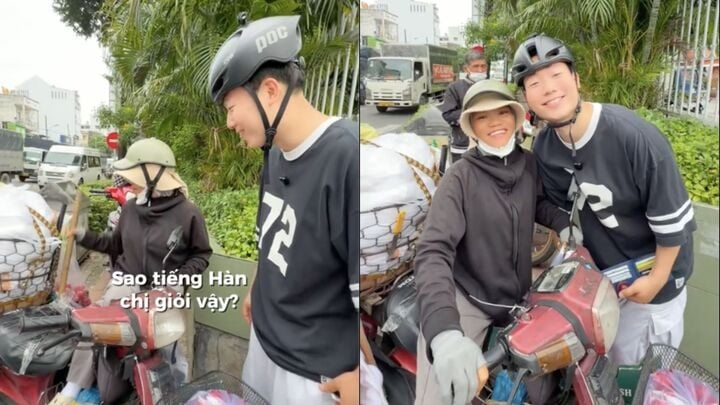 Dân mạng vừa nể khả năng nói tiếng Hàn của người bán hàng rong, vừa thích thú với khả năng nói tiếng Hàn Quốc của Ho Jun. (Ảnh chụp màn hình)