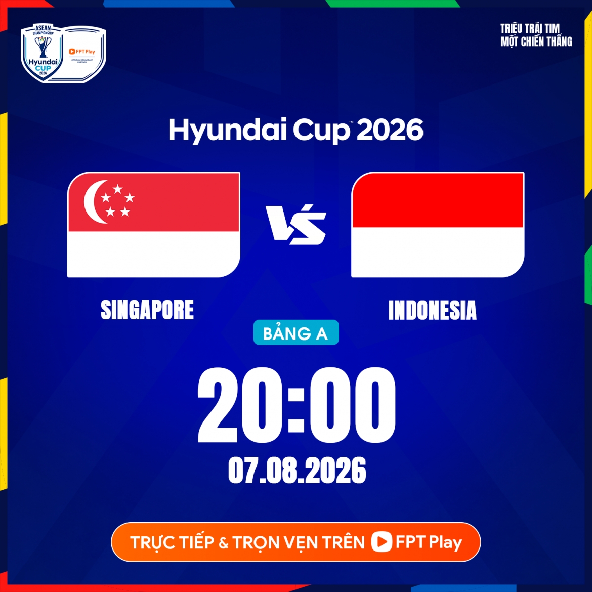 Trận đấu giữa Singapore vs Indonesia diễn ra vào lúc 20h ngày 7/8.