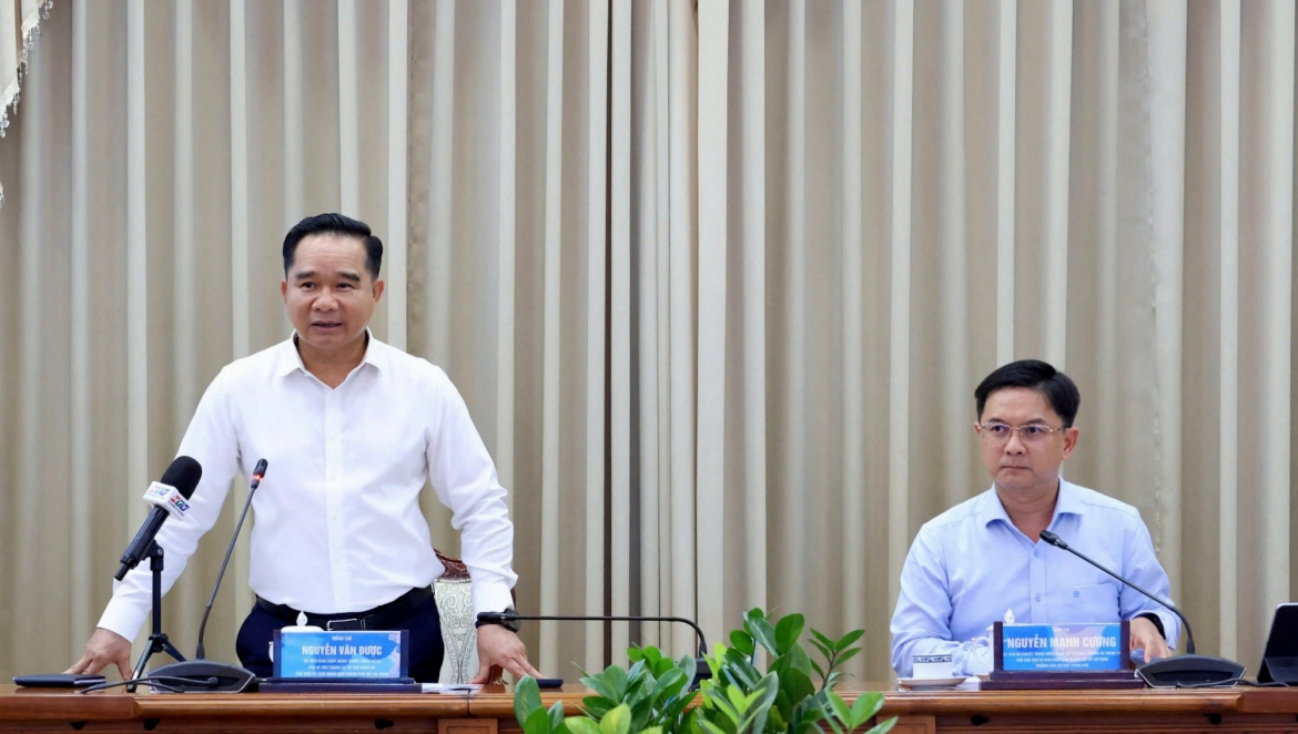 Chủ tịch UBND TP.HCM Nguyễn Văn Được phát biểu. Ảnh: Minh Thư