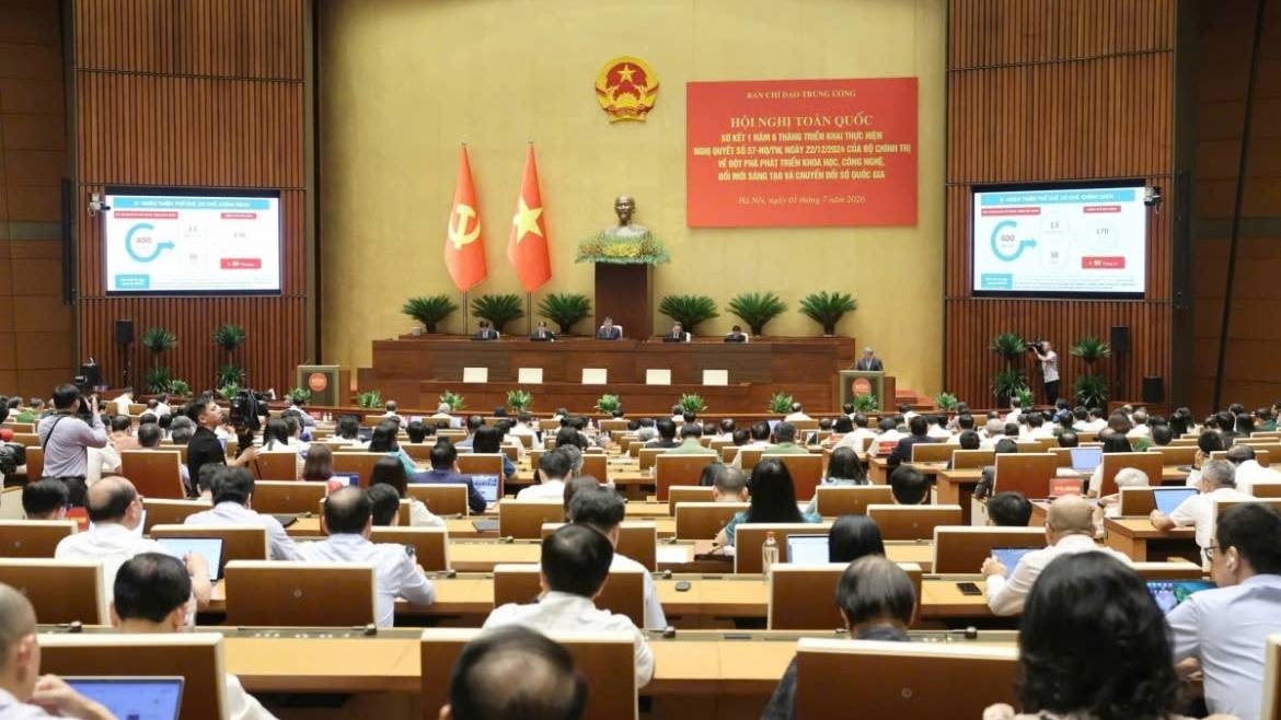 Hội nghị toàn quốc sơ kết 1 năm 6 tháng triển khai thực hiện Nghị quyết số 57-NQ/TW của Bộ Chính trị về đột phá phát triển khoa học, công nghệ, đổi mới sáng tạo và chuyển đổi số quốc gia. 