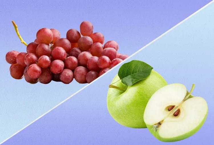 Cả nho và táo đều có thể nằm trong chế độ ăn kiểm soát đường huyết, nhưng táo nhỉnh hơn nhờ hàm lượng chất xơ cao hơn (ảnh Getty Images)