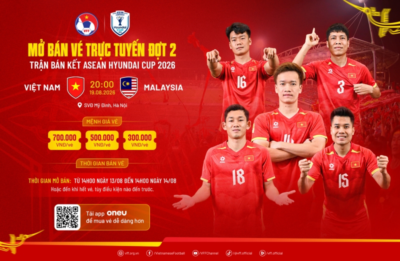 VFF ra thông báo mới về vé trận bán kết ASEAN Cup 2026 ĐT Việt Nam vs ĐT Malaysia