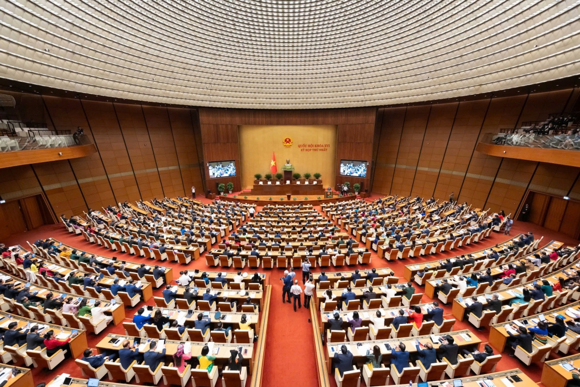 Quang cảnh phiên khai mạc Kỳ họp thứ Nhất, Quốc hội khoá XVI. Ảnh: Media Quốc hội.