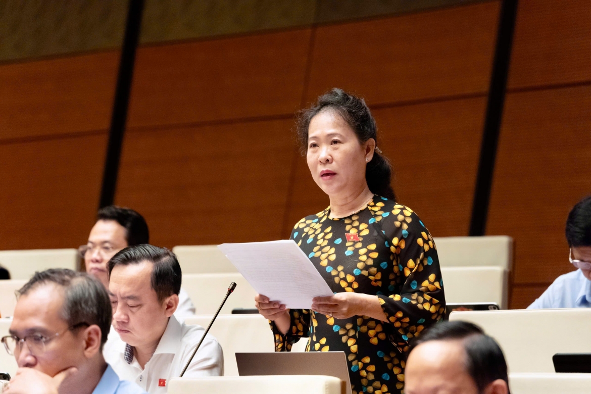 Đại biểu Tô Ái Vang, Đoàn ĐBQH thành phố Cần Thơ phát biểu