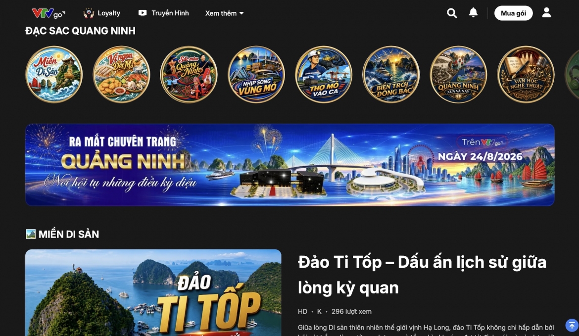 Chuyên trang Thành phố Quảng Ninh trên nền tảng truyền hình số quốc gia VTVgo có 9 chuyên mục đa dạng nội dung về địa phương