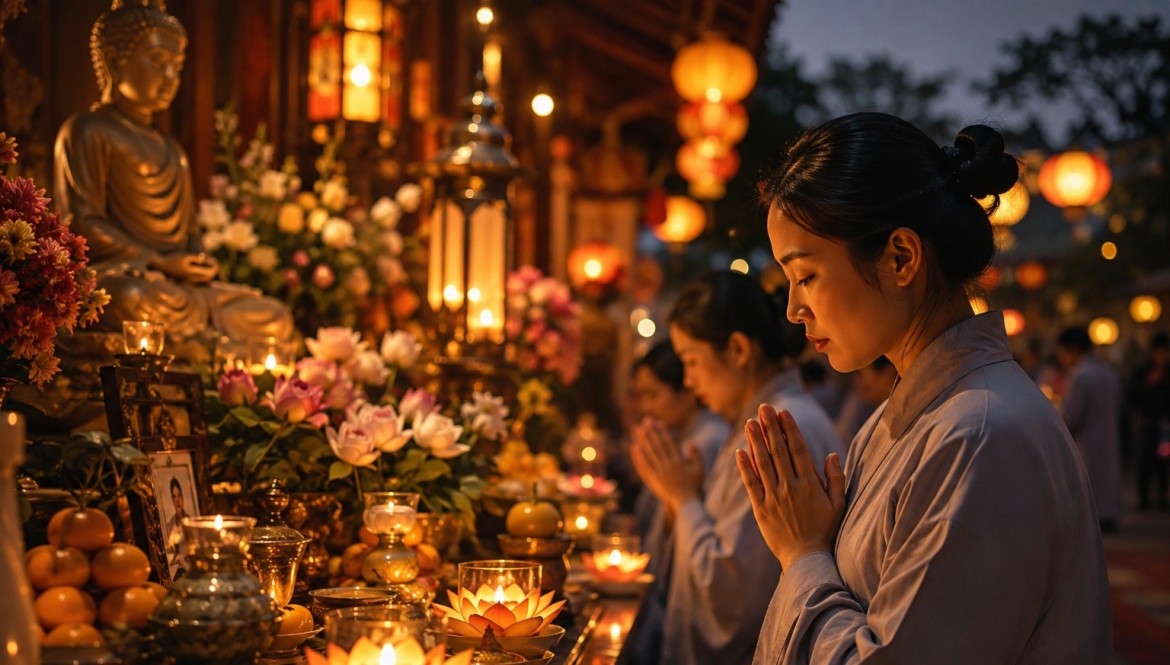 Lễ Vu Lan được tổ chức vào Rằm tháng 7, đồng thời trong văn hóa Việt Nam, nhiều hoạt động tưởng nhớ, báo hiếu cũng tập trung vào dịp này (Ảnh ChatGPT)