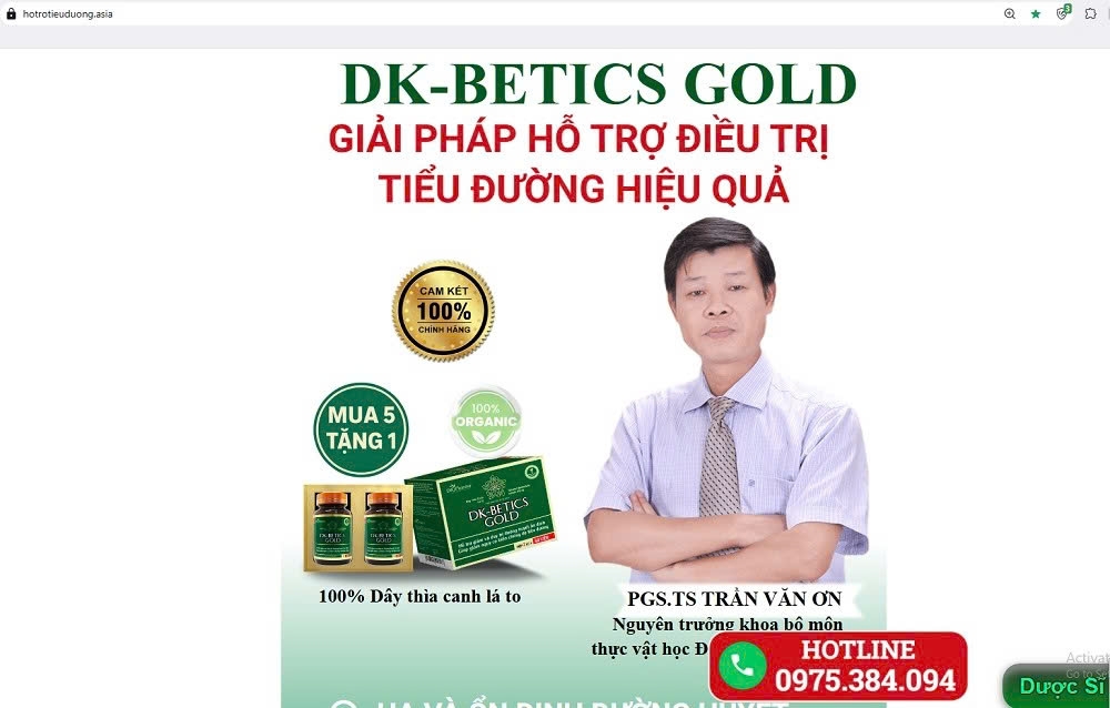 Sản phẩm DK-Betics Gold liên tục xuất hiện trên nhiều website. (Ảnh chụp màn hình)
