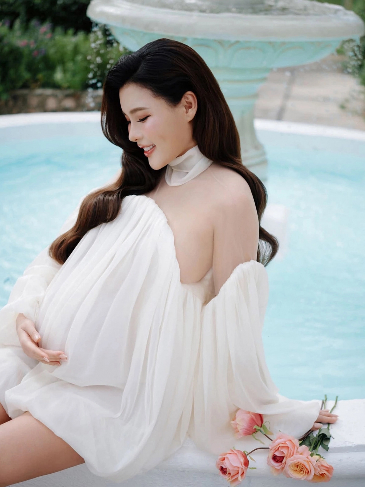 Diễn viên Lương Thế Thành đăng hình bà xã Thúy Diễm và gọi cô là "bầu xinh đẹp duy nhất của anh".