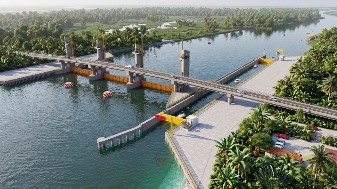 Phối cảnh dự án xây cống Vàm Nước Trong ở Vĩnh Long