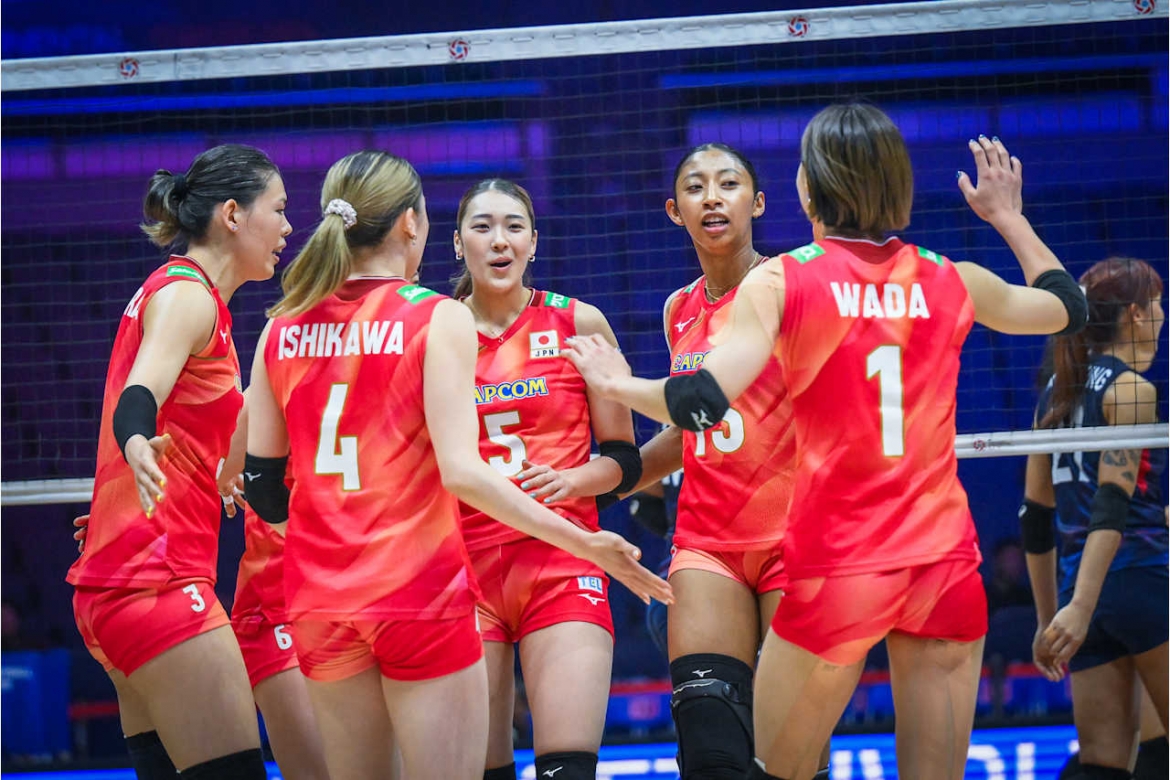 Các cầu thủ Nhật Bản trong trận đấu với Hong Kong (Trung Quốc) - Ảnh: FIVB. 
