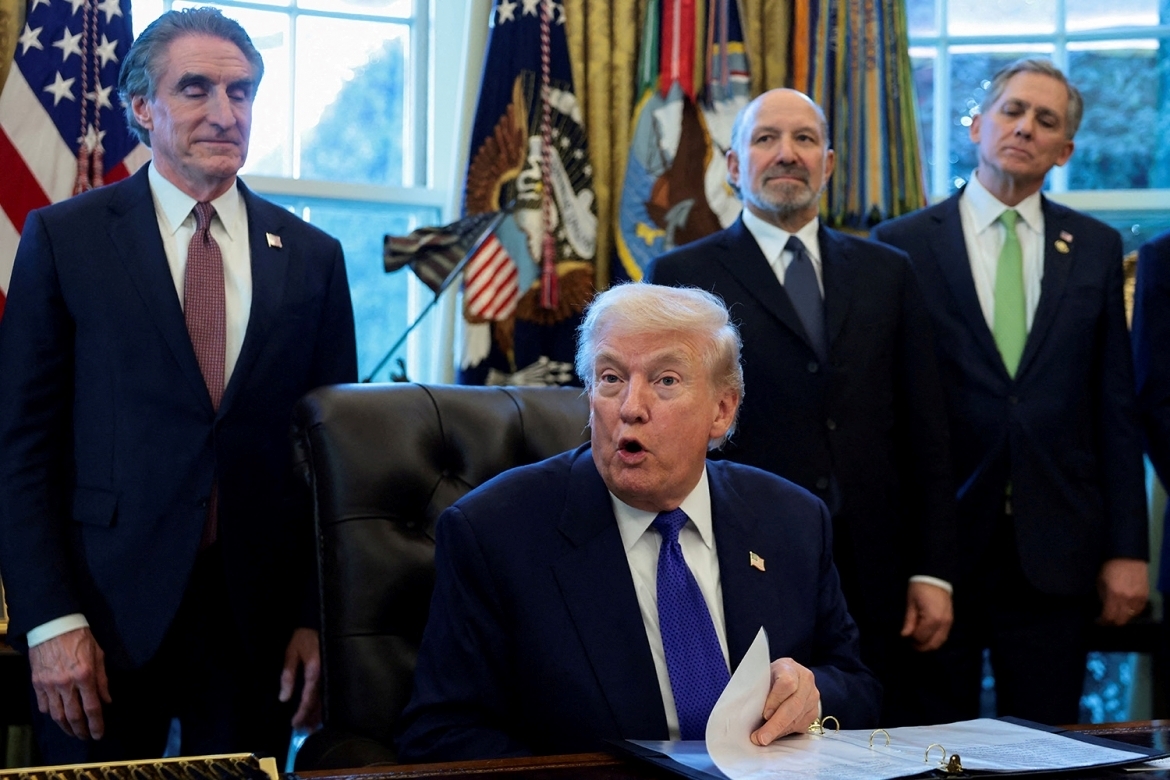 Tổng thống Mỹ Donald Trump tuyên bố lập kho dự trữ khoáng sản chiến lược, ngày 2/2/2026. Ảnh: Reuters