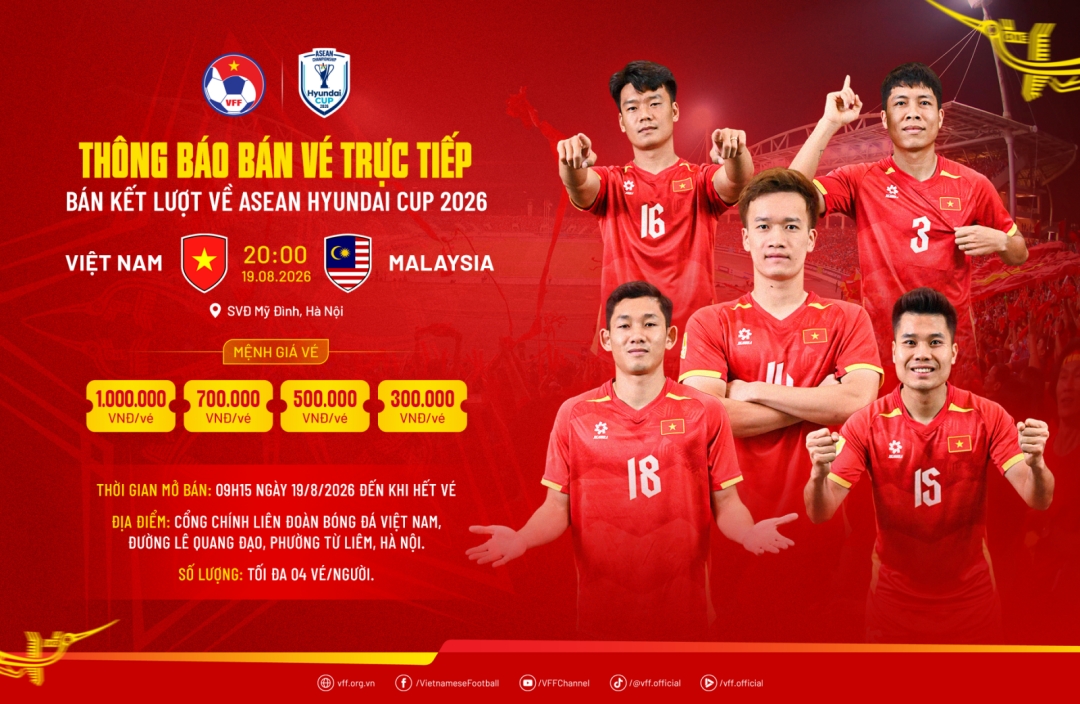 VFF ra thông báo mới về vé trận bán kết ASEAN Cup 2026 ĐT Việt Nam vs ĐT Malaysia