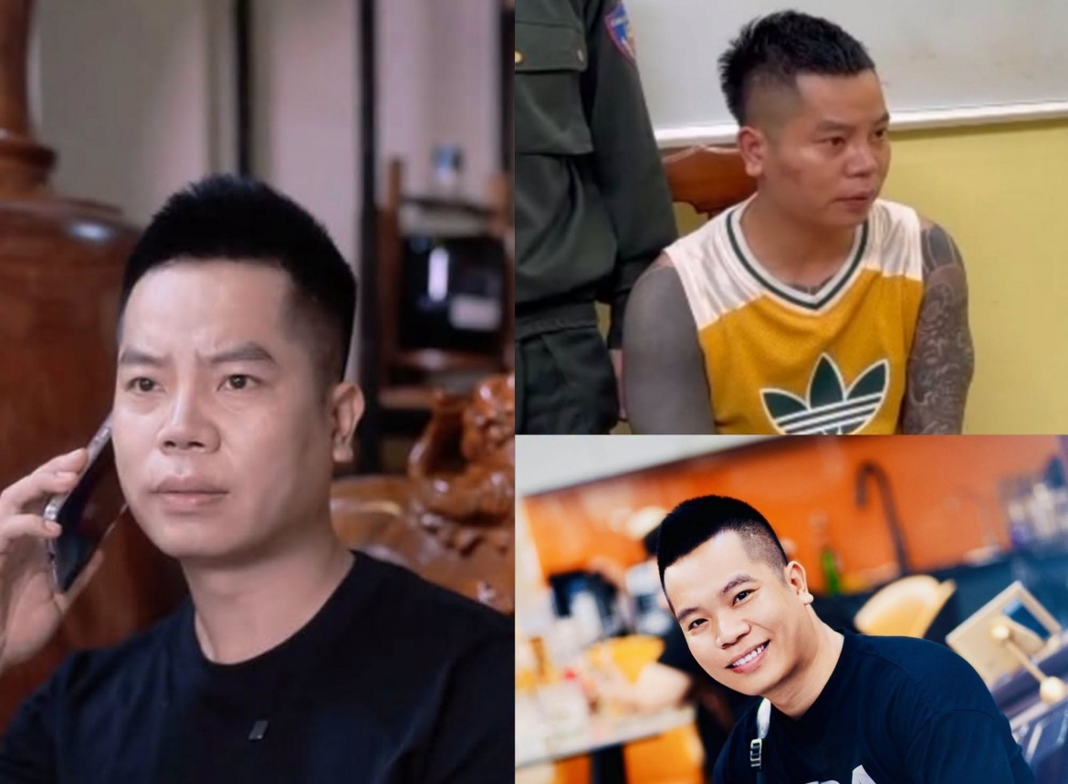 Tiktoker Sáng "Con" trong các clip nói đạo lý và khi bị bắt (ảnh phải).