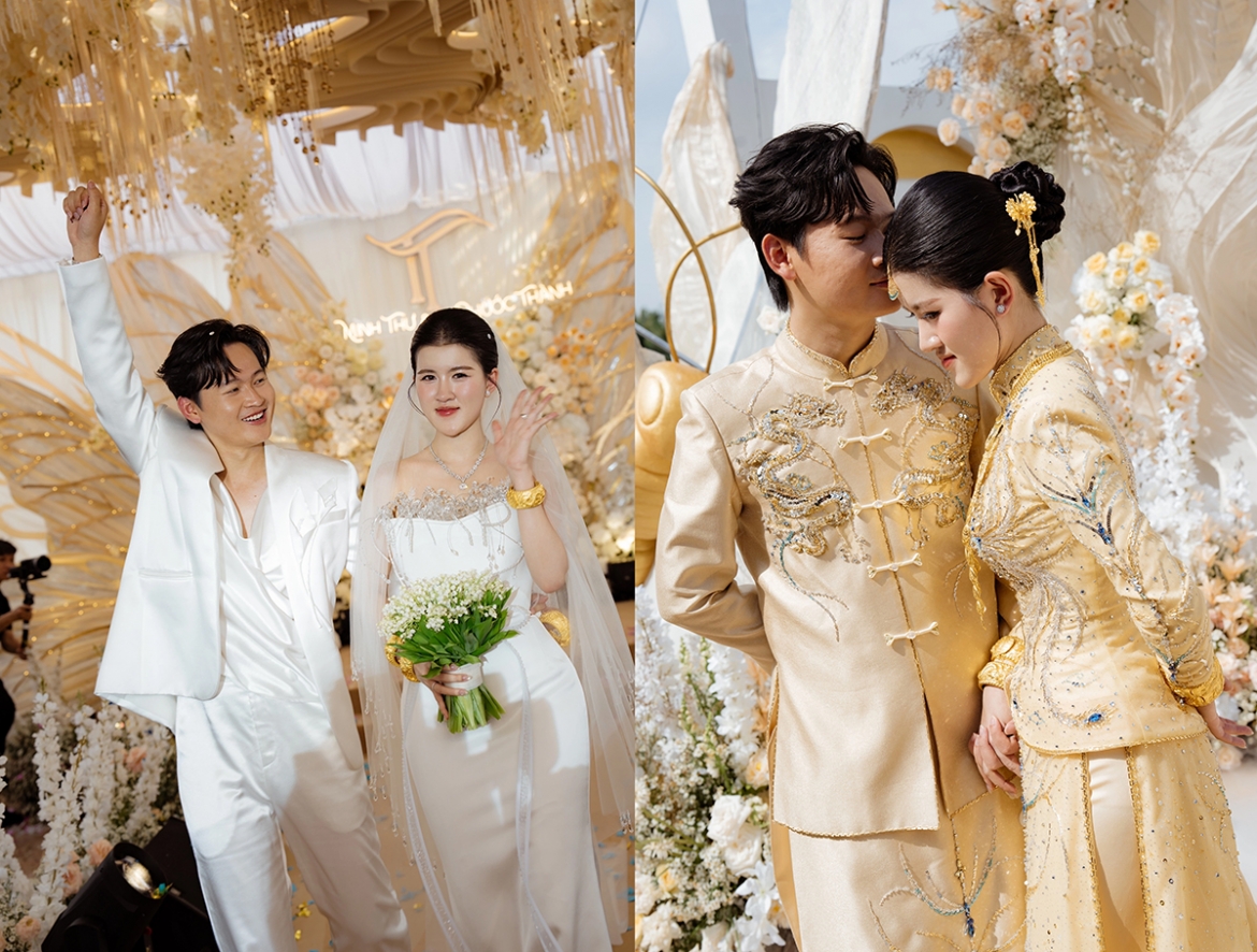 Không gian tiệc cưới của Minh Thư và Phước Thành lấy cảm hứng từ cánh bướm, được thiết kế trong vài tháng với tổng chi phí cả tỷ đồng.