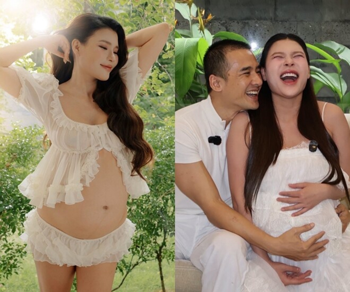 Thúy Diễm tăng gần 20kg trong những tháng cuối thai kỳ vẫn tự tin diện đồ ngủ “nhỏ xíu”