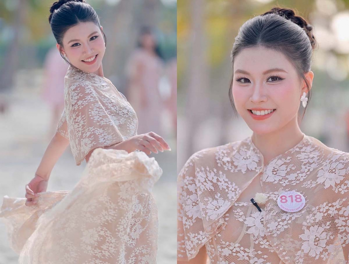 Trần Xuân Khánh Linh - cháu gái diễn viên Quách Ngọc Ngoan - được khen nhan sắc trong trẻo, nụ cười tươi tắn ở vòng chung kết Hoa hậu Việt Nam 2026.